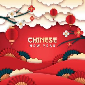 chinese-new-year-paper-cut-style-poster-or-banner-using-lanterns-and-flowers-with-asian-concept-free-vector